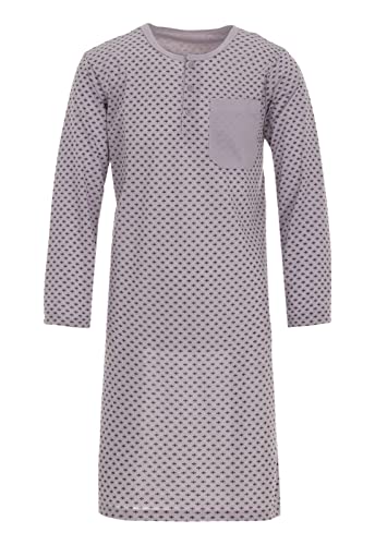 LUCKY Herren Nachthemd 1/1 Arm mit Brusttasche Langarm Schlafshirt, Farbe:Grau, Größe:M von Lucky