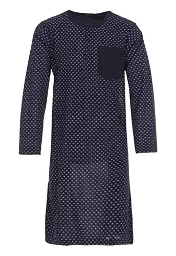 LUCKY Herren Nachthemd 1/1 Arm mit Brusttasche Langarm Schlafshirt, Farbe:Navy, Größe:L von Lucky