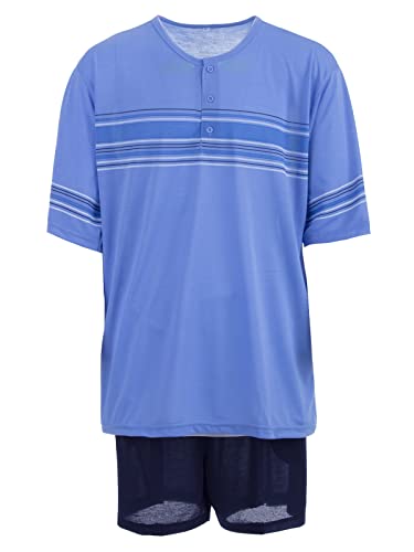 LUCKY Herren Pyjama Set 2 TLG. Shorty Streifen Übergröße, Farbe:blau, Größe:4XL von Lucky