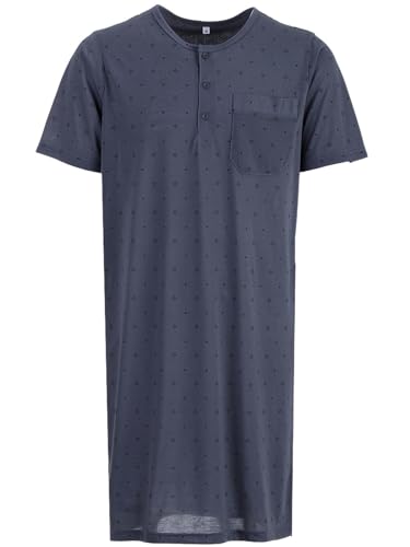 Lucky Herren Nachthemd Kurzarm Raute Punkt Tasche Schlafshirt Knöpfe Brusttasche, Farbe:anthrazit, Größe:XXL von Lucky