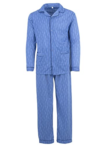 Lucky Herren Pyjama Set 2 TLG. Schlafanzug Langarm Baumwolle, Farbe:blau, Größe:XXL von Lucky