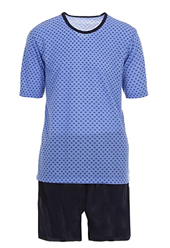 Lucky Herren Pyjama Shorty Maritime Streifen Schlafanzug Set M-5XL Baumwolle Übergröße, Farbe:blau, Größe:XL von Lucky