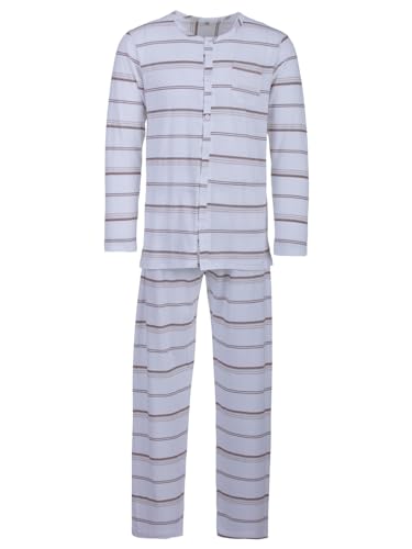 Lucky Herren Pyjama lang Schlafanzug Knopfleiste Pyjama Set Druck Motiv Größe M-XXL, Farbe:Grau, Größe:L von Lucky