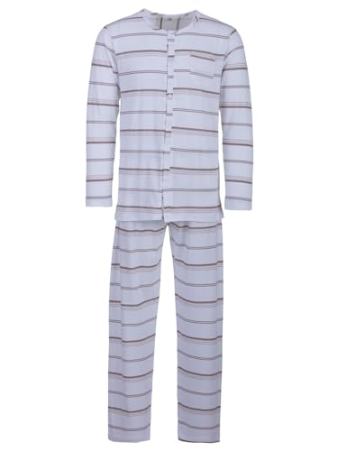 Lucky Herren Pyjama lang Schlafanzug Knopfleiste Pyjama Set Druck Motiv Größe M-XXL, Farbe:Grau, Größe:M von Lucky