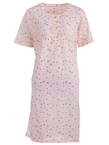 Lucky Nachthemd Damen Kurzarm Pusteblume Blumen M-2XL, Farbe:apricot, Größe:XL von Lucky