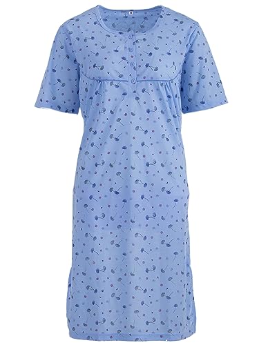 Lucky Nachthemd Damen Kurzarm Pusteblume Blumen M-2XL, Farbe:blau, Größe:L von Lucky