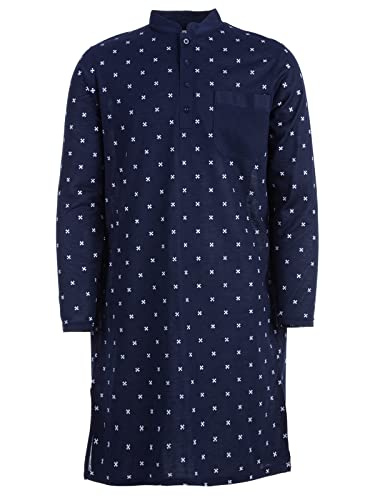 Lucky Nachthemd Herren Langarm Stehkragen Uni Brusttasche, Farbe:Navy, Größe:XXL von Lucky