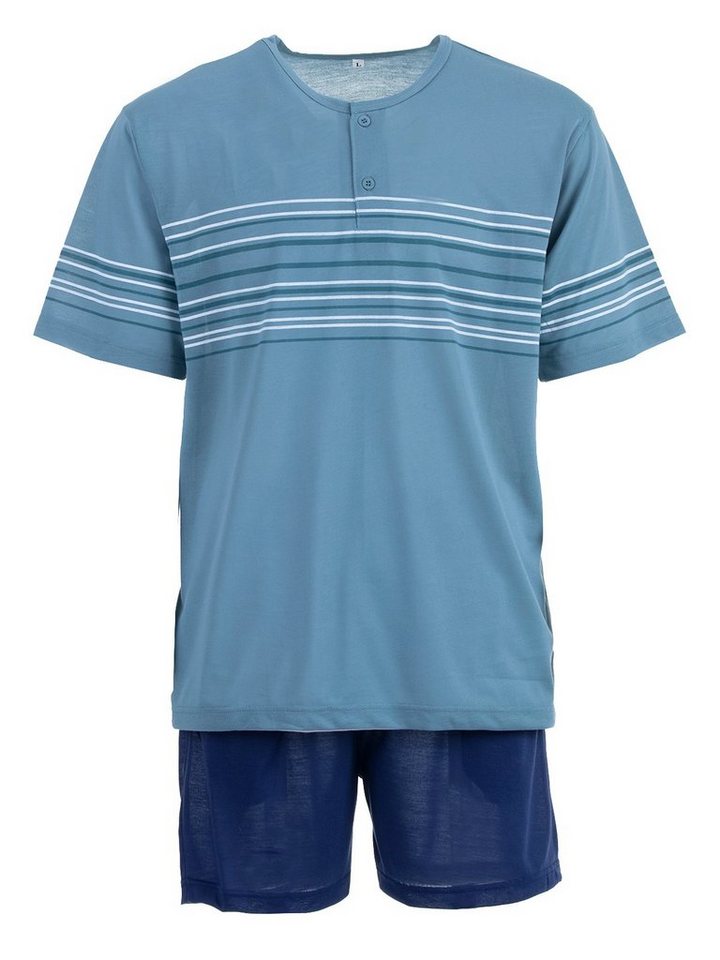 Lucky Schlafanzug Pyjama Set Shorty - Streifen Knöpfe von Lucky