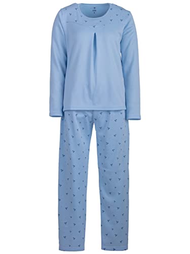 Lucky by zeitlos Thermo Pyjama Set Spitzendruck Schleife Schlafanzug, Farbe:blau, Größe:L von Lucky