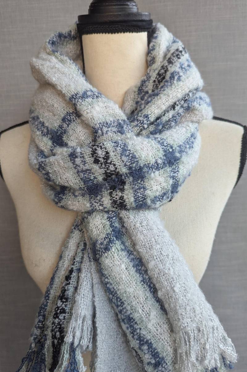 Karierter Schal. Dicker Jeansblau Karierter Winterschal. Damen Halstuch. Unisex Oversized von Lucky120