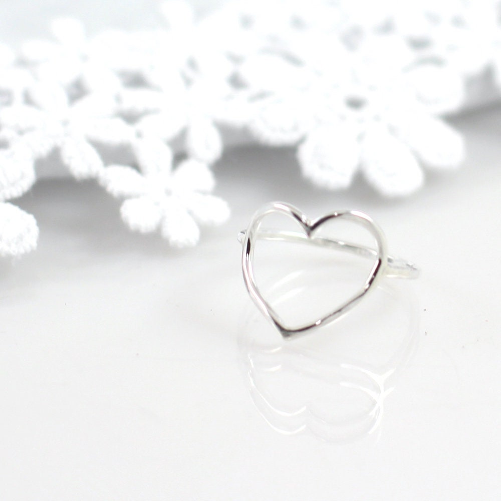 Offenes Herz Sterling Silber Ring Offenes Herz Sterling Silber Ring von LuckyBeeJewelry