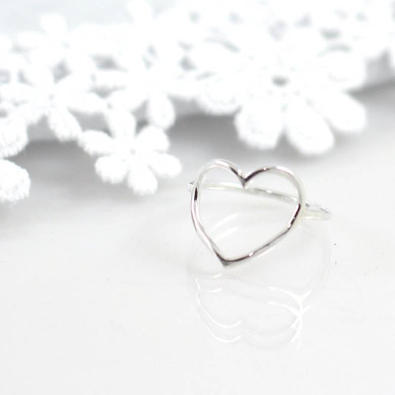 Offenes Herz Sterling Silber Ring von LuckyBeeJewelry