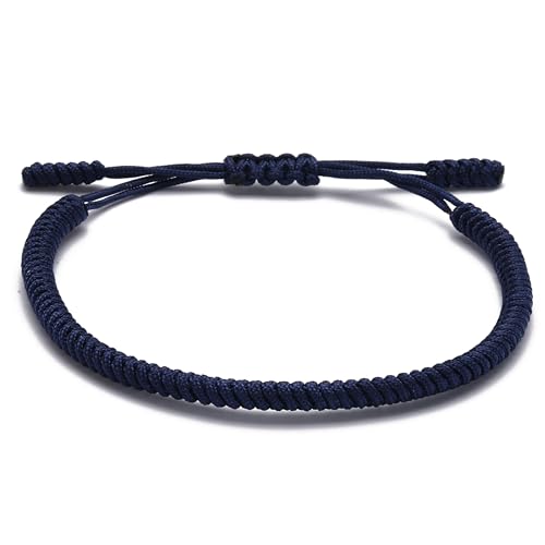 LUCKY BUDDHIST Tibetisches Glücksarmband + Buddhistisches Geschenk! Für Männer, Frauen, Teen. Geflochtene Freundschaftsarmbänder, Handgefertigt. Einstellbares Armband für das Handgelenk – Dunkel Blau von LUCKY BUDDHIST