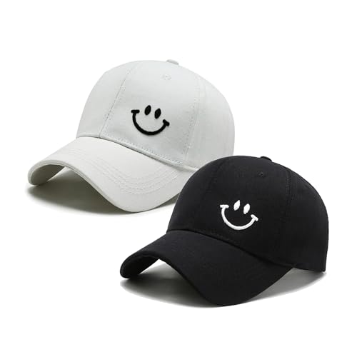 LuckyCao 2 Stück Basecap Herren Damen Baseball Cap Sommer Baseballkappe Damen Freizeit Kappe Sport Verstellbare Atmungsaktiv Kappe Herren, Sonnenschutz Kappe, Einheitsgröße von LuckyCao