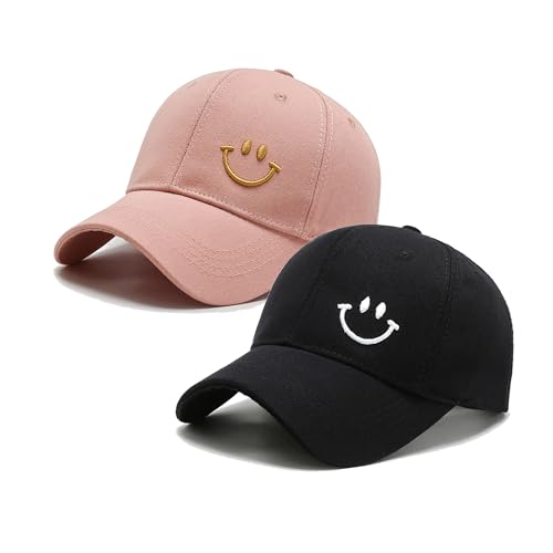 LuckyCao 2 Stück Basecap Herren Damen Baseball Cap Sommer Baseballkappe Damen Freizeit Kappe Sport Verstellbare Atmungsaktiv Kappe Herren, Sonnenschutz Kappe, Einheitsgröße von LuckyCao