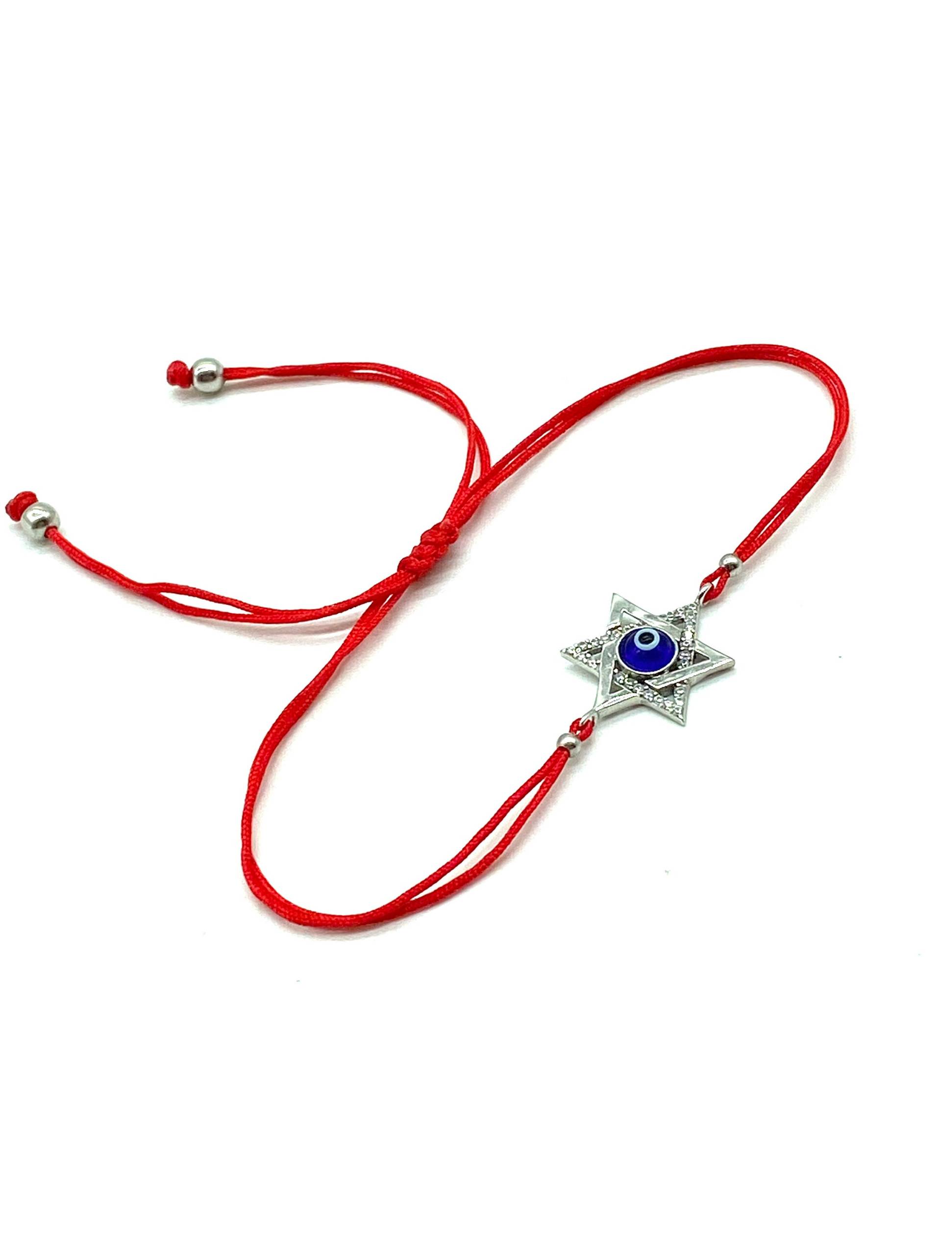 925 Sterling Silber Davidstern Evil Eye Armband Verstellbar #90056 von LuckyEyeBoutique