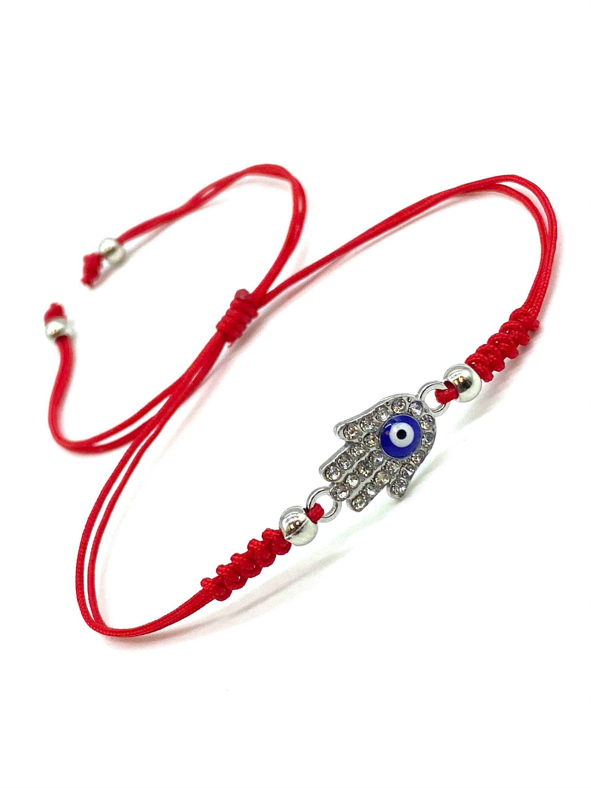 Hamsa Evil Eye Armband Silber Kristall #2928M von LuckyEyeBoutique
