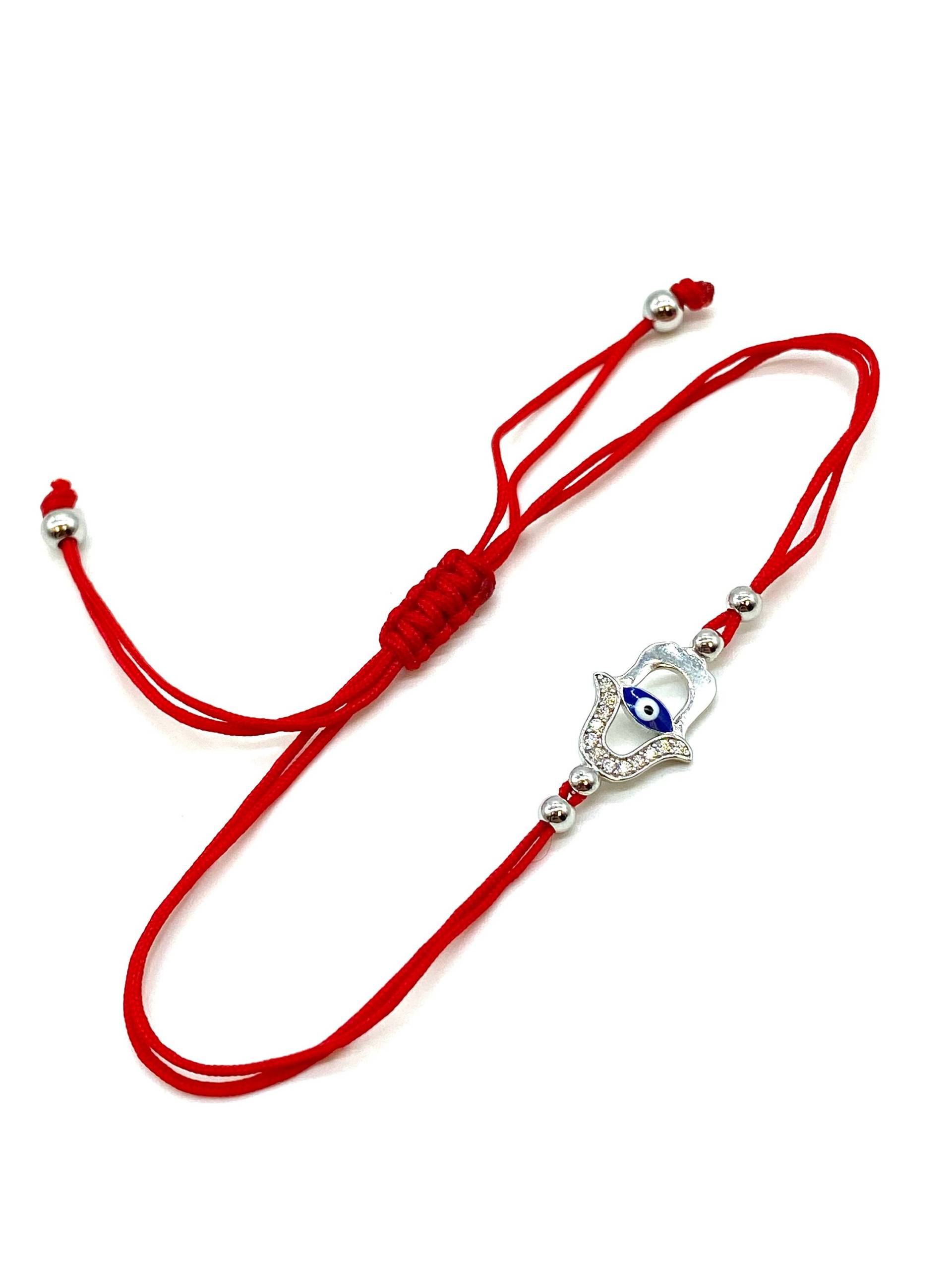 Verstellbares Evil Eye Hamsa Sterling Silber Armband #90091 von LuckyEyeBoutique