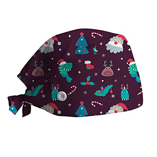 LuckyLucy 2021 Weihnachten OP Haube für Damen Pflege - Verstellbar Baumwolle Kochmütze Atmungsaktiv Bequem Chirurgische Hut Winter Warm Beanie Mütze Arbeitskappe Ärzten Kosmetikerin, Einheitsgröße von LuckyLucy