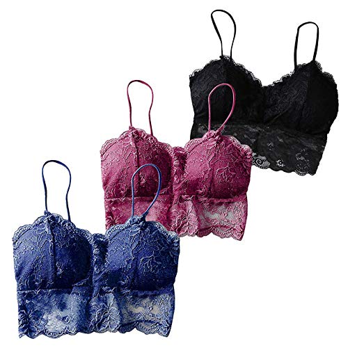 LuckyLucy 5 Stücke Bralette, V Hals Cami Top BH, Bralette Damen, Schlafen BH, für Frauen, Mädchen von LuckyLucy