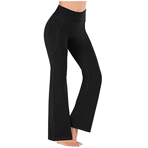 LuckyLucy Yoga-Hosen für Damen Mit Taschen Activewear-Hosen Trainieren Bootleg Schlaghose Bootcut Sporthose Fitness Hohe Taille Flare Hose Aktive Freizeit Jazzpants von LuckyLucy