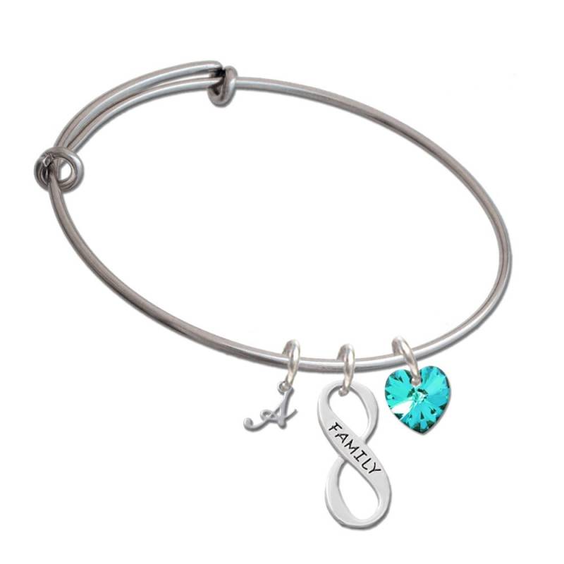 Infinity Symbol, Mini Gelato Initial & Kristall Herz Charm Erweiterbar Armreif - Schwestern, Mutter, Glaube, Liebe, Freunde, Familie, Etc von LuckyMeAndMom