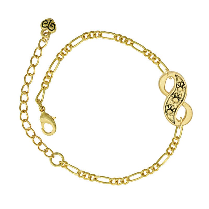 Pfotenabdruck Infinity Bettelarmband - Figaro Kettenarmband, Goldfarben Oder Silberfarben Pfotenabdruck Infinity Bettelarmband - Figaro Kettenarmband, Goldfarben Oder Silberfarben von LuckyMeAndMom