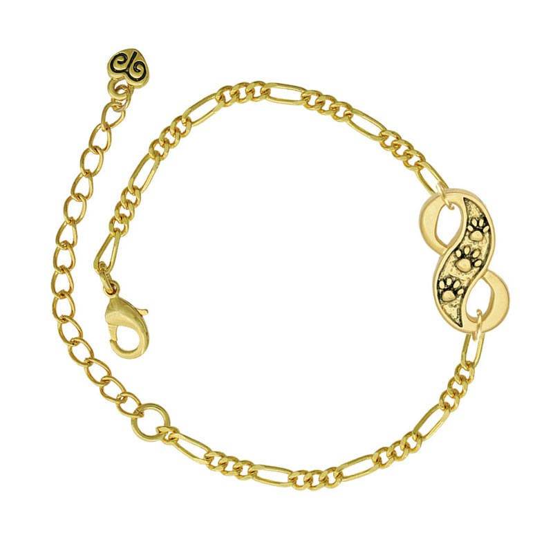 Pfotenabdruck Infinity Bettelarmband - Figaro Kettenarmband, Goldfarben Oder Silberfarben Pfotenabdruck Infinity Bettelarmband - Figaro Kettenarmband, Goldfarben Oder Silberfarben von LuckyMeAndMom
