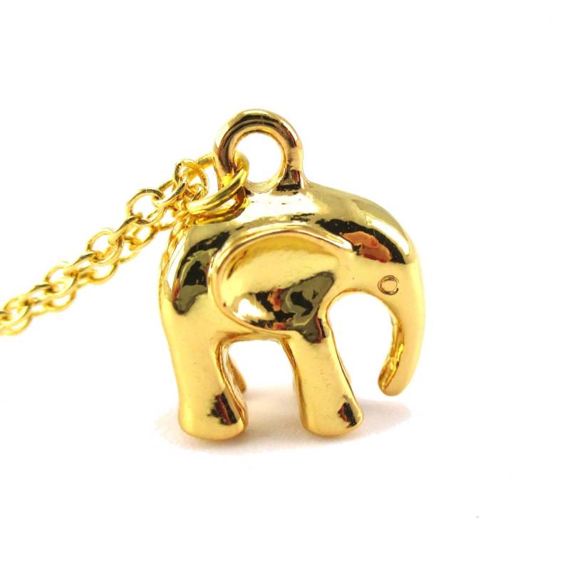 3D Stehender Elefant Förmige Anhänger Halskette in Gold | Handgemachte Tier Schmuck von LuckyMiiJewelry