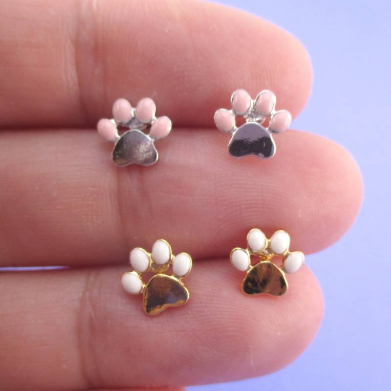 Kleine Pfotenabdrücke Katze Hund Toebeans Ohrstecker in Silber Oder Gold | Handgemachte Tier Schmuck von LuckyMiiJewelry