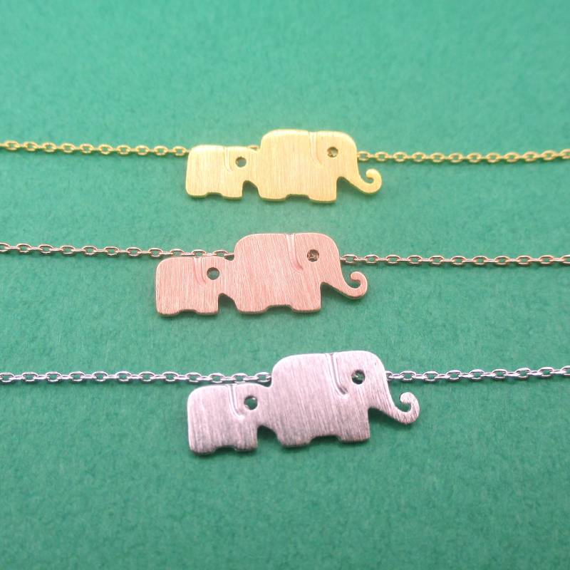 Mutter Und Baby Elefant Silhouette Tier Anhänger Halskette in Silber Gold Oder Rose | Handmade Minimal Schmuck von LuckyMiiJewelry