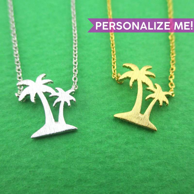 Palmen Silhouette Island Vibes Anhänger Halskette in Gold Oder Silber | Handgemachte Einfache Und Zierliche Schmuck Personalisieren Sie Mit Ihrer von LuckyMiiJewelry
