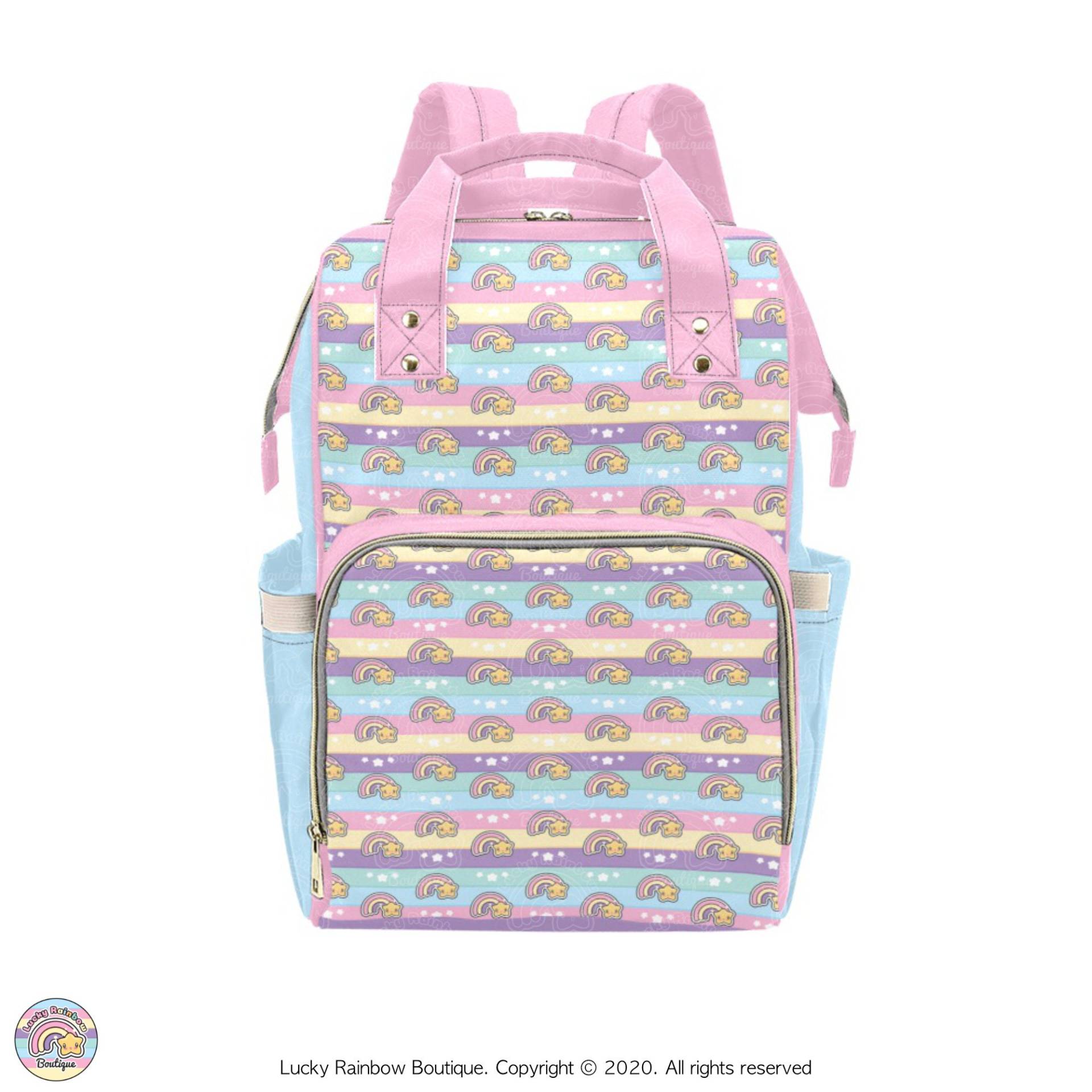 Kawaii Regenbogen Sterne Rucksack, Multifunktionale Tasche, Pastell Windeltasche Organizer, Weekender Fairy Kei Zubehör von LuckyRainbowBoutique