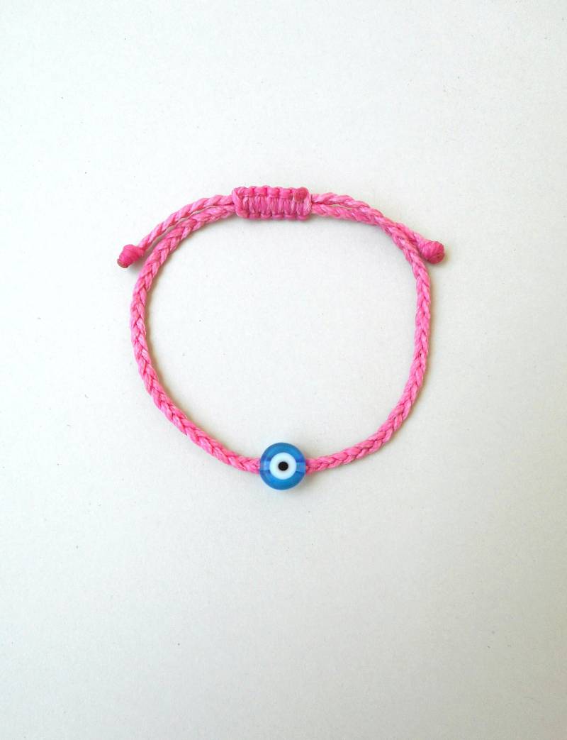 Evil Eye Geflochtenes Armband Glasmünzenperle, Verstellbares Amulett von LuckyRatJewellery