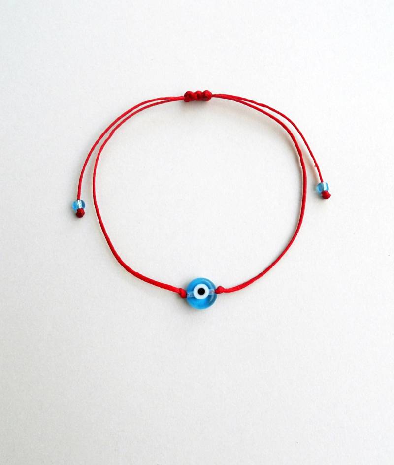 Red String Armband Hellblaues Evil Eye, Verstellbarer Kabbalah Schmuck von LuckyRatJewellery