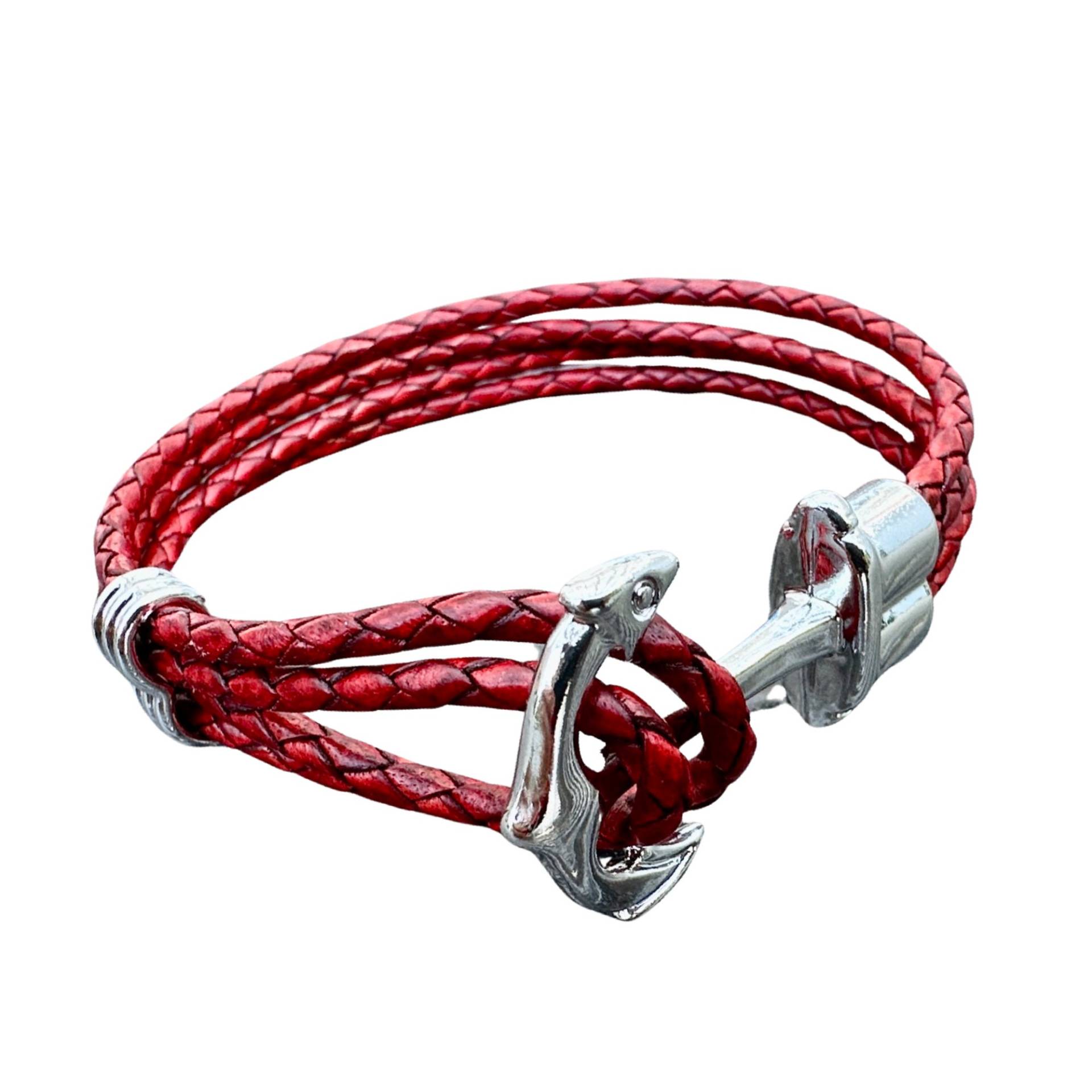 Leder Armband Mit Anker Verschluss Dunkel Rot Leder Armband Mit Anker Verschluss Dunkel Rot von LuckySchmuck