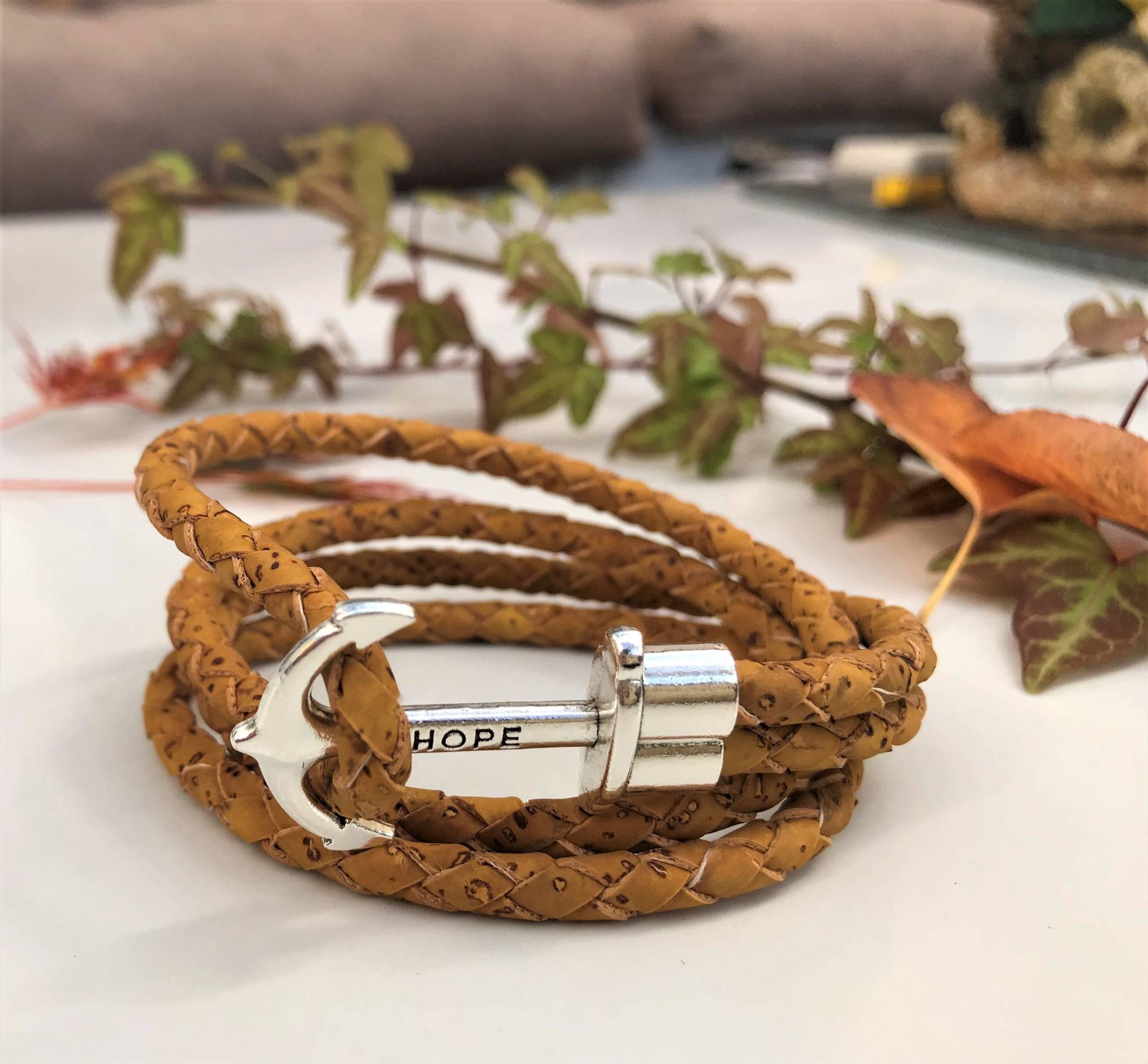 Natur Kork Wickelarmband - Halsband Maritim Hope Anker Verschluss Natur Kork Wickelarmband - Halsband Maritim Hope Anker Verschluss von LuckySchmuck