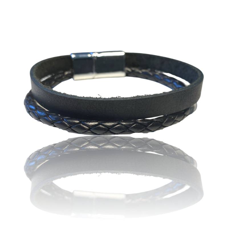Schwarze Leder Armband Mit Edelstahl Magnet-Verschluss Schwarze Leder Armband Mit Edelstahl Magnet-Verschluss von LuckySchmuck
