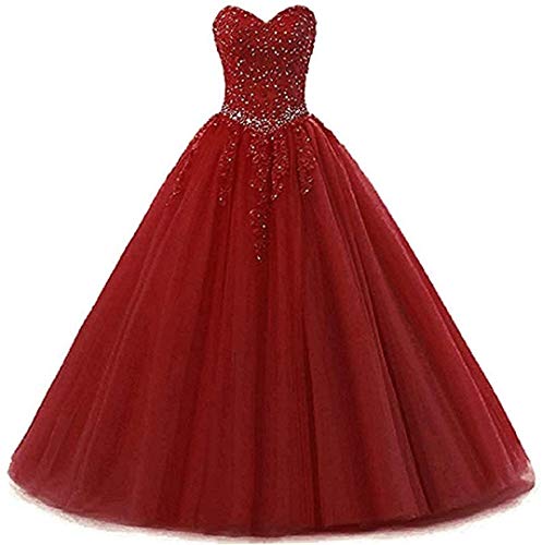 LuckyShe Damen Lang Tüll Formellen Abendkleid Ballkleid Festkleider Hochzeitskleid von LuckyShe