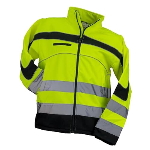 Luckyberg Warnschutz Softshelljacke – Atmungsaktive Jacke aus Softshell, Wind- & Wasserabweisend, Reflexstreifen - Neongelb/Neonorange. (M, Gelb) von Luckyberg