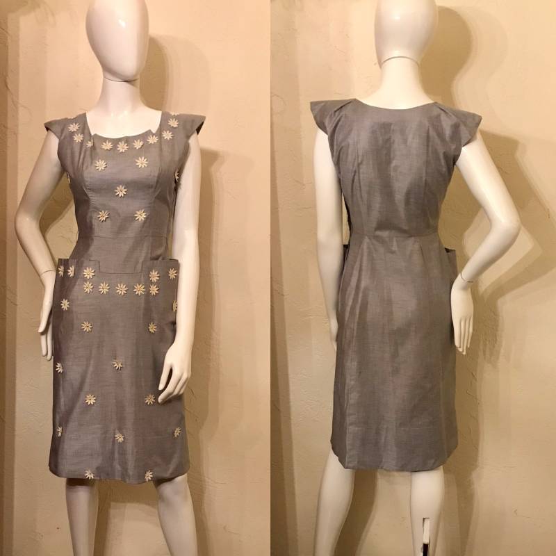 50Er Jahre Daisy Applikation Cocktail Partykleid S von Luckyduckyvintage1