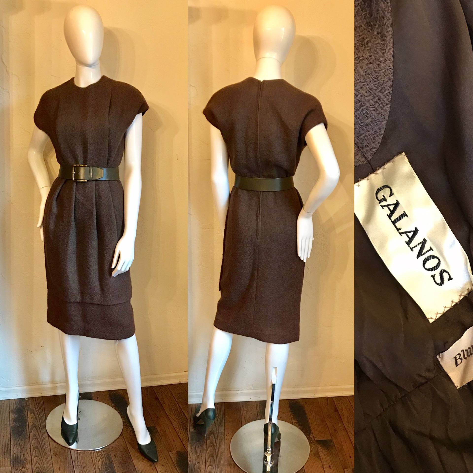 Vintage 1960 Galanos Elegante Staubige Braun Boucle Wolle Mantel Kleid - Klein Vintage 1960 Galanos Elegante Staubige Braun Boucle Wolle Mantel Kleid - Klein von Luckyduckyvintage1