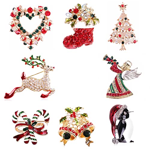 GLAITC Weihnachten Brosche Pin Set 8 Stück Weihnachts Strass Broschen Weihnachtsbrosche Weihnachtsstrumpf Rentier Engel Weihnachtsbaum Christmas Pins für Weihnachtsschmuck Geschenk für Frauen GLAITC Weihnachten Brosche Pin Set 8 Stück Weihnachts Strass Broschen Weihnachtsbrosche Weihnachtsstrumpf Rentier Engel Weihnachtsbaum Christmas Pins für Weihnachtsschmuck Geschenk für Frauen von Luckyiren