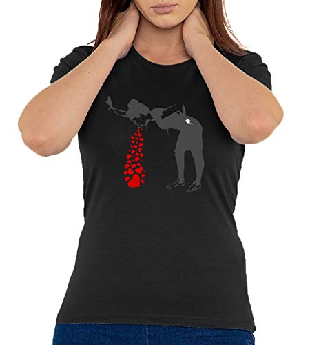 Banksy Love Sick Girl Street Art Schwarz Women's Crew Neck T-Shirt M von Luckyprint