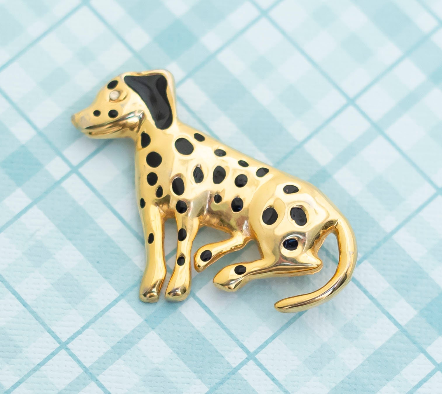 Elegante Goldene Dalmatiner Hunde Brosche - L2 von LuckyvintagefindsUS