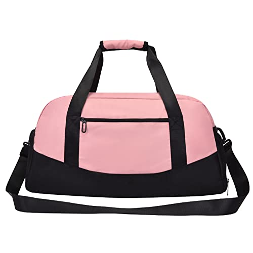 20" Seesack Sport Reise Fitnessstudio Gepäcktasche Hauptfach mit Reißverschluss Vordertasche mit Reißverschluss Oben Zwei seitliche Griffe und Abnehmbarer Schultergurt Designer (Pink, One Size) von Luckywaqng