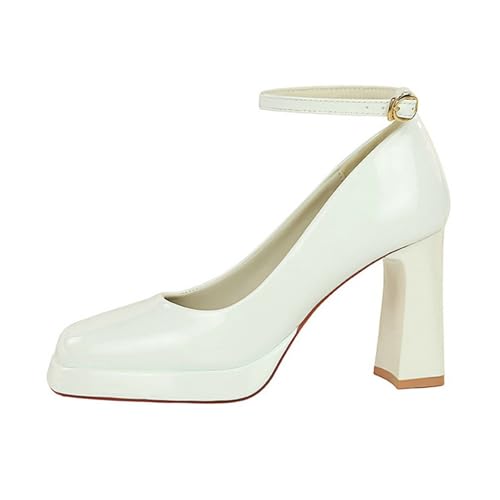 Damen Mary Jane Schuhe Halbschuhe Party Hochzeit Kleid Schuhe Slingpumps Mit Blockabsatz Plateau High Heels Absatzschuhe Leder Hochzeitsschuhe Elegant Und Bequem Trachtenschuhe Abendschuhe von Luckywaqng