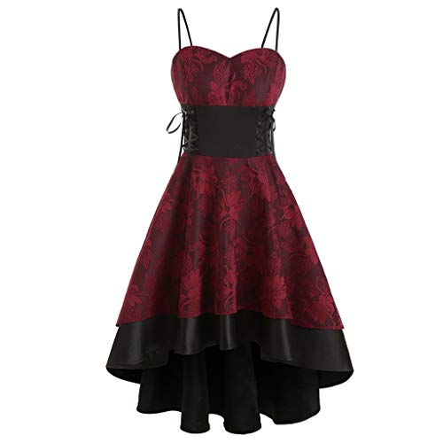 Damen Spitzen Bestickt Abendkleid SpaghettiträGer Tunika Mit GüRtel A-Linie Knielang Kleider UnregelmäßIger Saum Vorne Kurz Hinten Lang Abendkleid Elegant Ballkleider Knielang Cocktailkleid von Luckywaqng