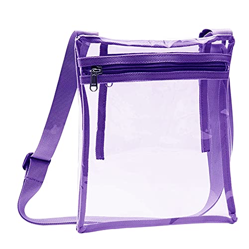 Durchsichtige Tasche mit verstellbarem Riemen. Zugelassene durchsichtige Stadion-Umhängetasche Sporttasche Damen (Purple, One Size) von Luckywaqng