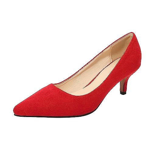 Hallux Schuhe Damen solide, Flache High Heels, einzelne Business-Schuhe Highheels Schuhe Damen (Red, 44) von Luckywaqng